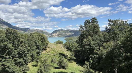 The Lake of Barrea, Abruzzo, Italy, in between the mountains.