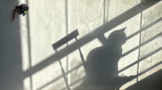 The shadow of my cat Pepito on the balcony.