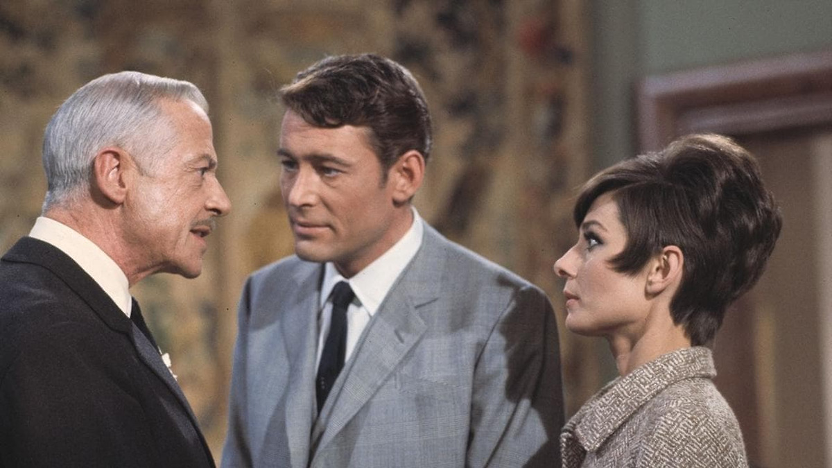 Audrey Hepburn and Peter O&rsquo;Tool, side by side in a scene of the movie.