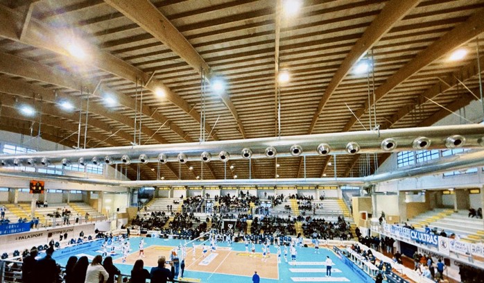 The Palasport of Cisterna di Latina, home of the Cisterna Volley, before Trento vs Cisterna, March 16th 2025
