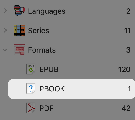 Calibre’s sidebar filter. You can select PBOOK to get a view of all your real paper books.