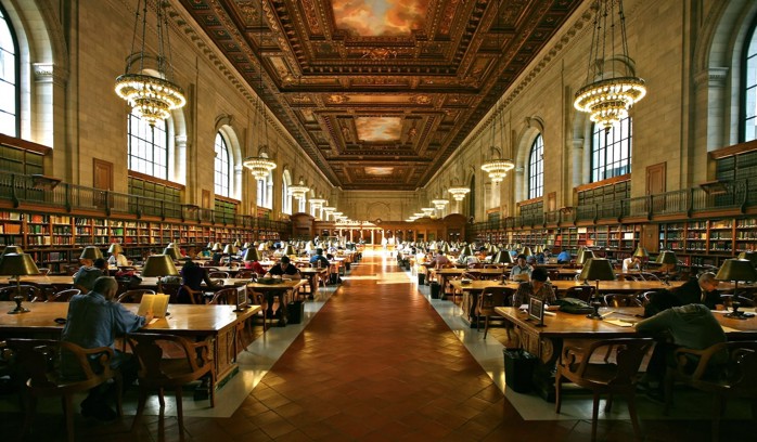 The New Yorks Public Library's Rose Main Reading Room.