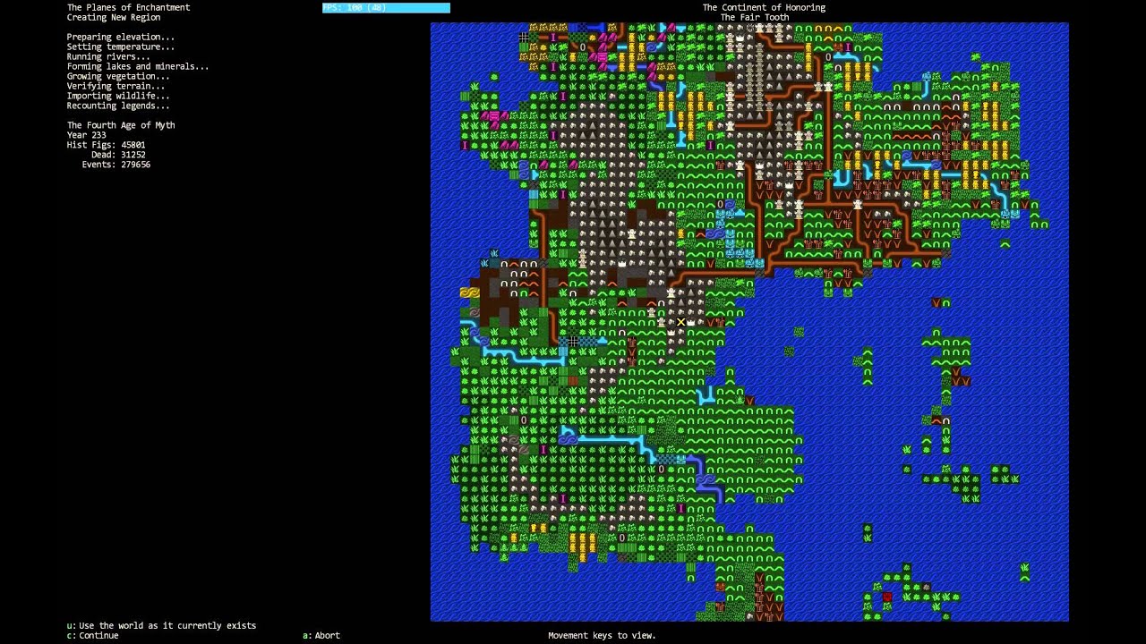 The visual appearance is not the streght of Dwarf Fortress. But inside this mess of characters there are hundreds of deep convoluted generated stories.